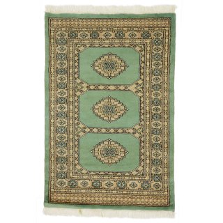 パキスタン 手織 ウール 絨毯 9×16 グリーン系 玄関マットサイズ 約78×118cm