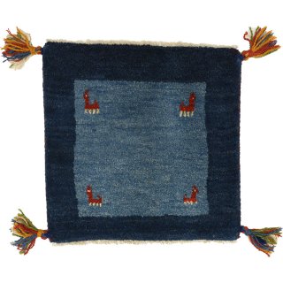 ペルシャンギャッベ 座布団サイズ 約40×40cm ブルー系