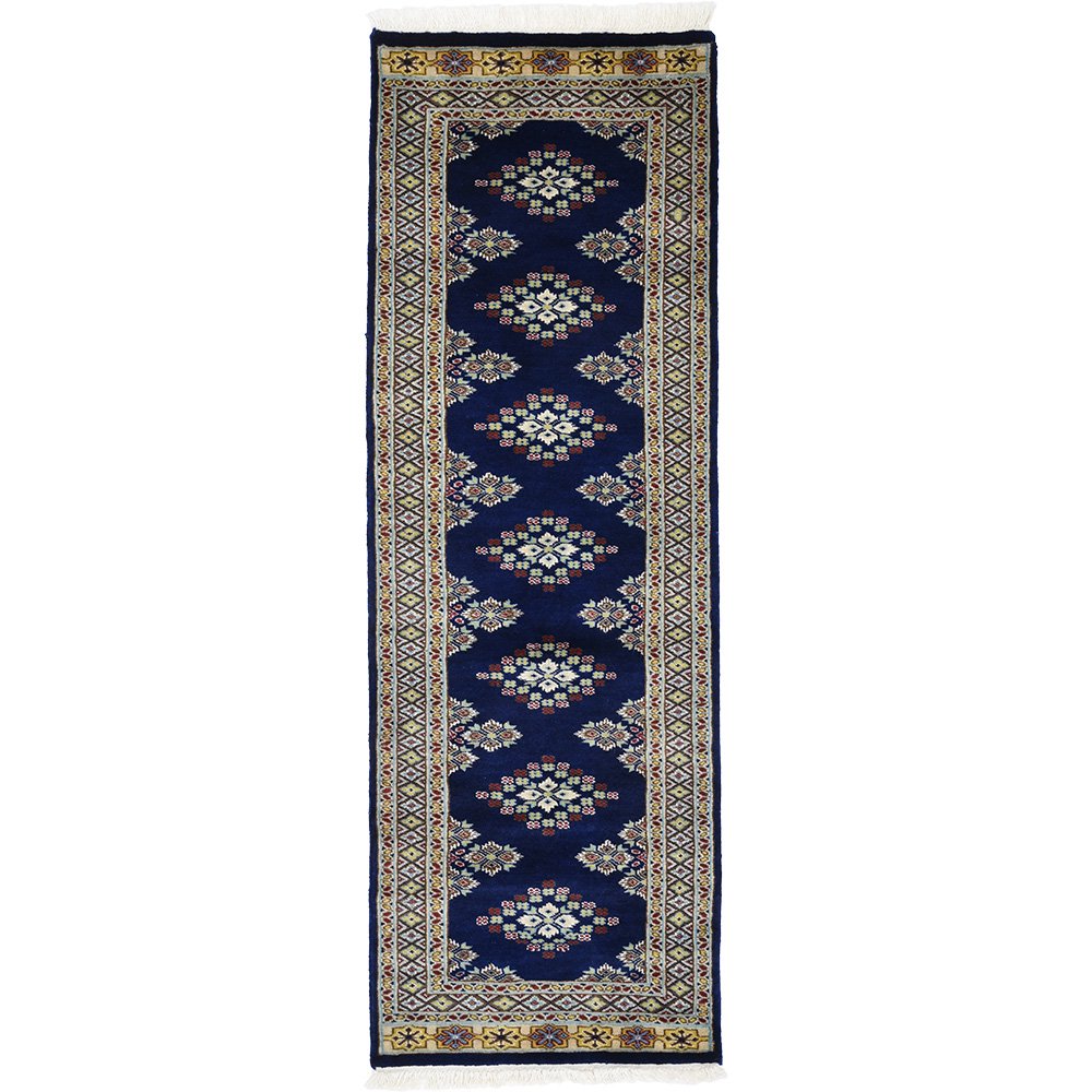 パキスタン緞通 手織 ウール 絨毯 10×20 ブルー系 ランナー 幅広玄関マット 廊下敷きサイズ 約62×182cm - じゅうたん 玄関マット  通販専門 ワールドカーペットオリジン 福岡博多