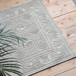 夏 ラグ 天然素材 エジプト綿 洗える カーペット ループパイル グリーン系 110×170cm ナイル681