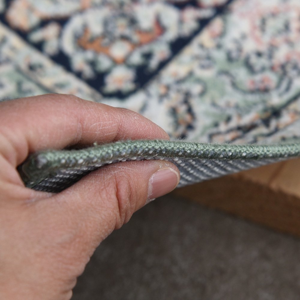 ペルシャ絨毯柄 モケット織 玄関マット グリーン系 マヒ柄 67×105cm