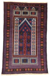 アフガントライバル バルーチ絨毯 約90×140cm 青系 S099