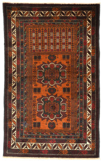アフガントライバル バルーチ絨毯 約90×140cm ブラウン系 S063