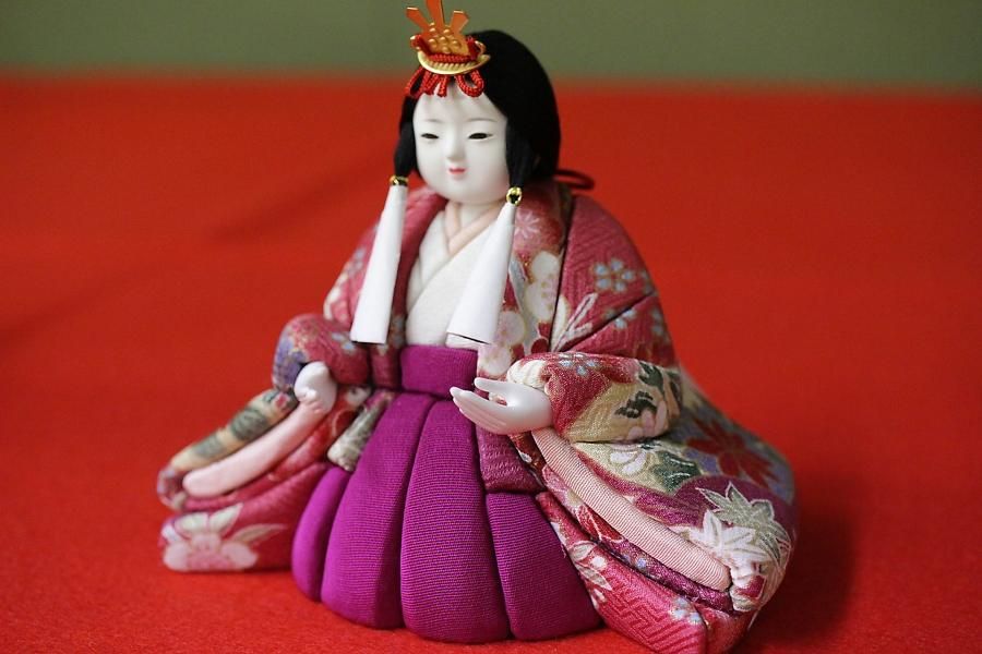 雛人形 おひなさま 木目込み 喜久絵 桜華 金彩紫 三人官女 [D3