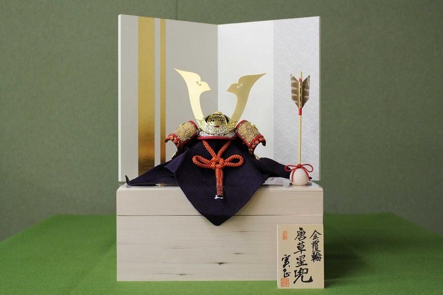 楽天市場】特別限定品 五月人形 10号 純金箔押し 竹雀 兜 合わせ