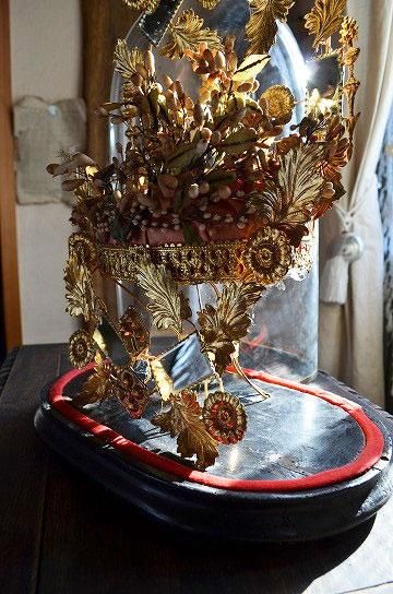 シルク布花ティアラ　花冠　グローブドマリエ　フランスアンティーク　マリアージュ 19世紀グローブ・ド・マリエワックスフラワー | hazel anne btdafa