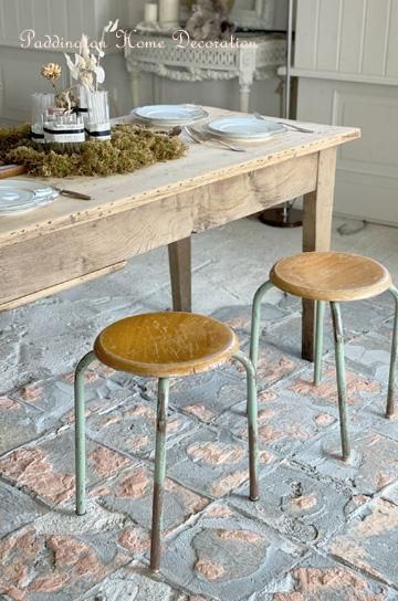 フランスヴィンテージ 鉄脚のデスクチェア スツール フレンチ