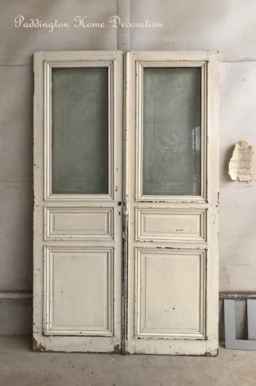 モノグラムエッジングガラスのペアドア【パディントン】｜アンティーク家具