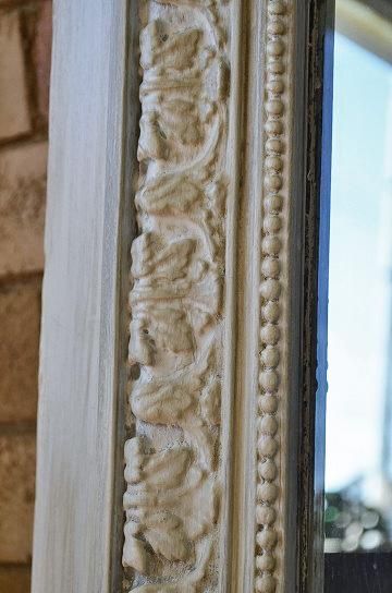 トールペイント(ローズマリング)ミラー特大 ローズガーランド装飾のモールディングミラー【パディントン