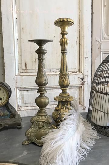 お値下げしました♡アンティーク♡ロココ調♡陶器キャンドルスタンド