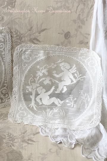 フランスアンティーククロッシェレースカーテンエンジェルフィレレース