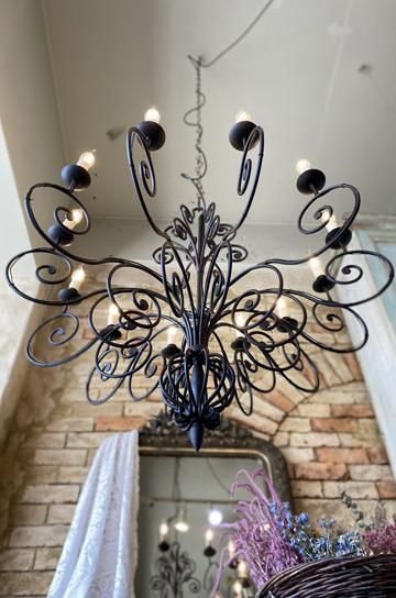 ブラックアイアンシャンデリア【パディントン】｜アンティーク家具