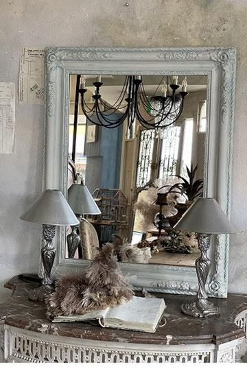 ローズのフランスアンティーク鏡【パディントン】｜アンティーク家具