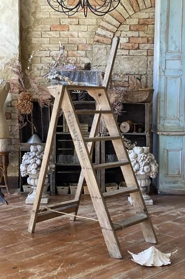 昭和レトロ DIY 建具 ガーデン雑貨 木製 古いはしご アンティークラダー 昭和レトロ DIY 建具 ガーデン雑貨 木製 古いはしご