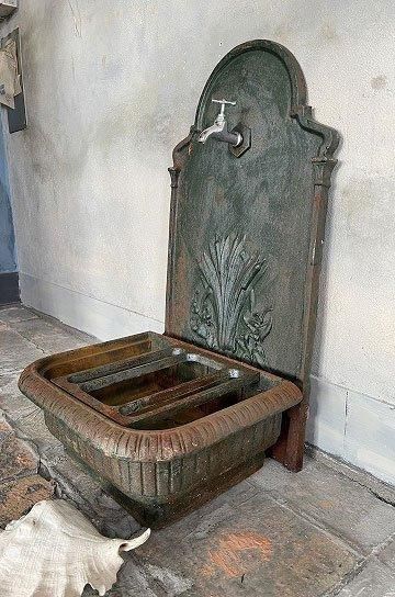 フランスアンティークウォールファウンテン/壁泉噴水/サンダイヤル71-178-4 イタリア製石造噴水 壁泉フォルミア 【※商品番号：m-cod0471y】