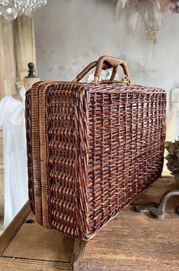 フランス　アンティーク　パニエ　蓋付き アンティークバスケット | フランス 19世紀 ブラックパニエ 蓋