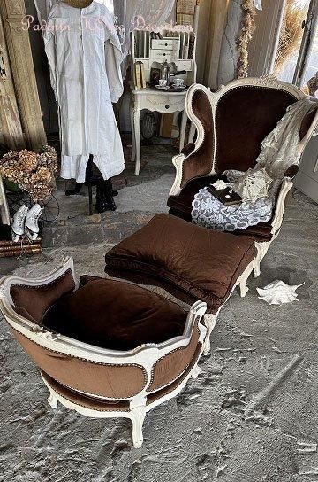 ルイ15世様式　サロンチェア　French antique Cabriole E39-2 フランス アンティーク ルイ15世様式 透かし細工のサロン