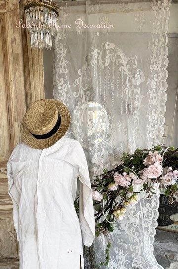 アンティーク キャリックマクロスレース バタフライと花 チュール ハンカチクロス 彼岸花のレース Carricimacross laceのドイリー アイルランドの