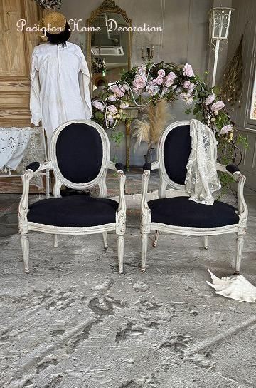 【アームチェア】ルイ16世様式　アンティークチェア ルイ16世バックバックアームチェア【パディントン