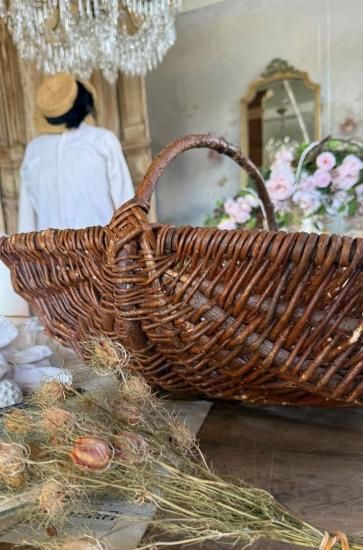 アンティークパニエ アンティークレースのカバー付き アンティークパニエ アンティークレースのカバー付き パニエ