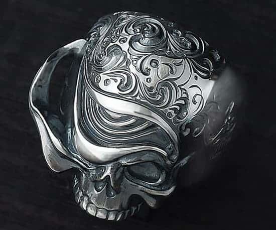 Ring/tellers skull 002 custom Jinny's(燻し艶消し仕上げ