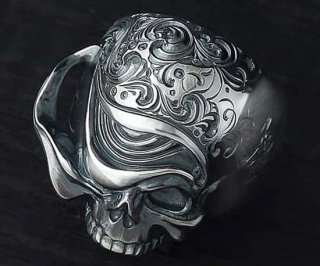 Hizm/アラベスクスカルリング/tellers skull 002 custom Jinny's(燻し光沢仕上げ)/シルバーアクセサリー/15~30号