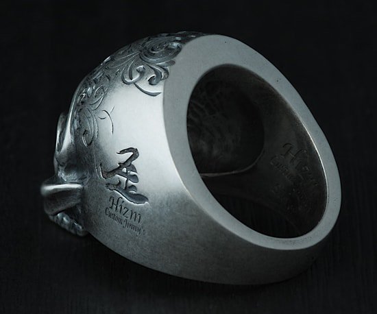 Ring/tellers skull 002 custom Jinny's(燻し艶消し仕上げ)/シルバー