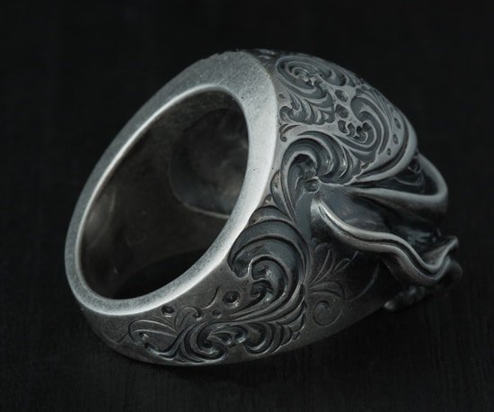 Ring/tellers skull 002 custom Jinny's(燻し艶消し仕上げ)/シルバー