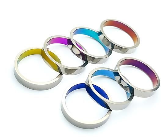 Hizm/シングルカラーフラットリング4mm/純チタン製/1～30号/7色