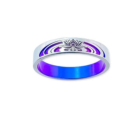 花×華リング Hizm/桃蓮華一輪リング4mm幅 桃×紫/純チタン製/1~30号