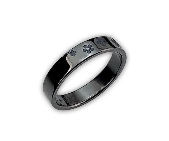 Hizm/SK accessory/黒桜華リング4.5mm幅 ピアノブラック仕上げ