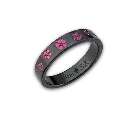 Hizm/SK accessory/黒桜華リング4.5mm幅 ピアノブラック仕上げ