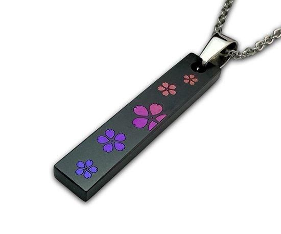 Hizm/SK accessory/札形ペンダントトップS 黒桜華グラデーション Hizm/SK accessory/札形ペンダントトップS 黒桜華グラデーション