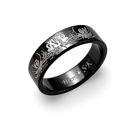 Hizm/SK accessory/燦然彼岸花リング6mm幅【墨銀色】ピアノ Hizm/SK accessory/燦然彼岸花リング6mm幅【墨銀色】ピアノ