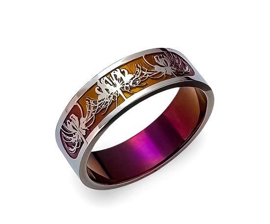Hizm/燦然彼岸花レリーフリング6mm幅 【黄昏色】/純チタン製/1 Hizm/燦然彼岸花レリーフリング6mm幅 【黄昏色】/純チタン製/1