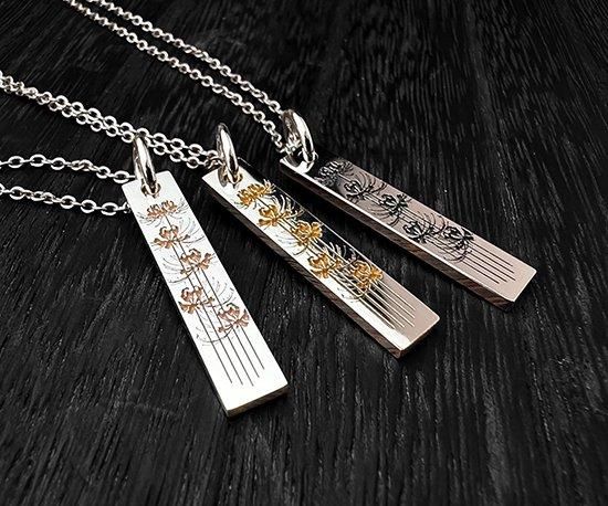 ハート付 フェザー(左向き) シルバー925 ブロンズ ペンダント