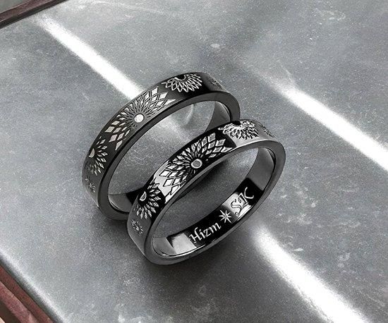 Hizm/SK accessory/黒銀カテドラルリング4mm幅 マットブラック Hizm/SK accessory/黒銀カテドラルリング4mm幅 マットブラック