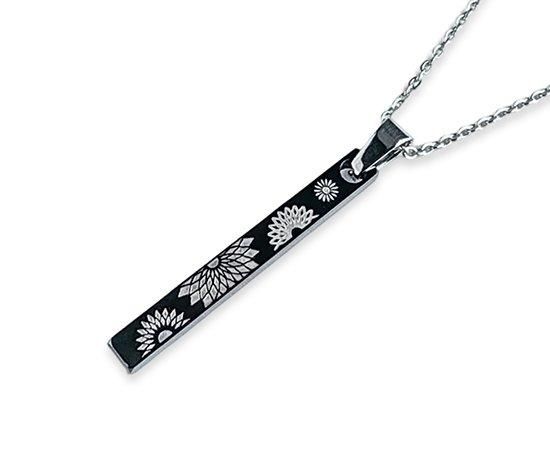 Hizm/SK accessory/札形ペンダントトップM 黒銀燦然彼岸花 Hizm/SK accessory/札形ペンダントトップM 黒銀燦然彼岸花