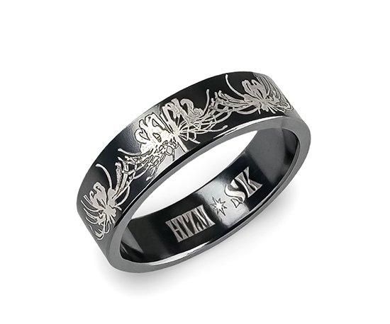 Hizm/SK accessory/黒銀燦然彼岸花リング6mm幅 マットブラック Hizm/SK accessory/黒銀燦然彼岸花リング6mm幅 マットブラック