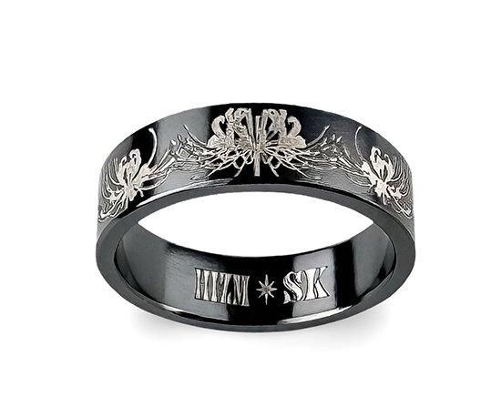 アクセサリー hh Hizm/SK accessory/絢爛彼岸花リング6mm幅【墨銀色】/マット