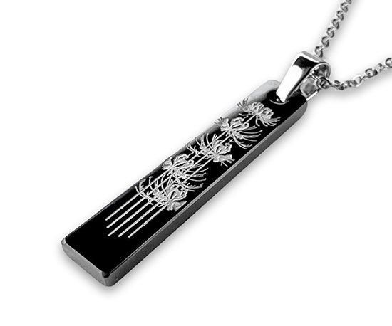 Hizm/SK accessory/札形ペンダントS 燦然彼岸花 黒銀ピアノブラック Hizm/SK accessory/札形ペンダントS 燦然彼岸花 黒銀ピアノブラック
