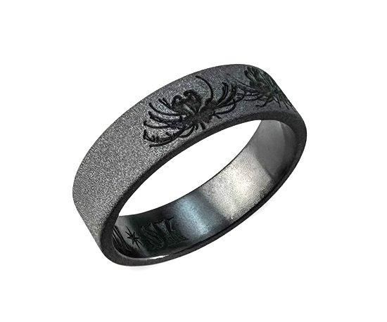 Hizm/SK accessory/燦然彼岸花リング6mm幅 ストーンブラック Hizm/SK accessory/燦然彼岸花リング6mm幅 ストーンブラック