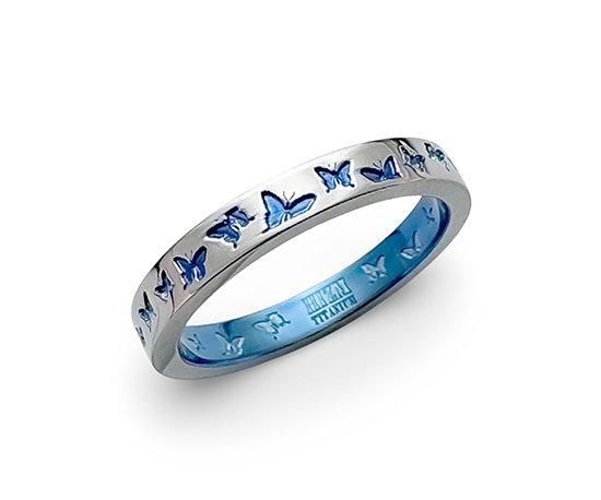 Hizm/輪舞胡蝶リング3mm幅 【紺碧色】/純チタン製/1~30号 Hizm/輪舞胡蝶リング3mm幅 【紺碧色】/純チタン製/1~30号