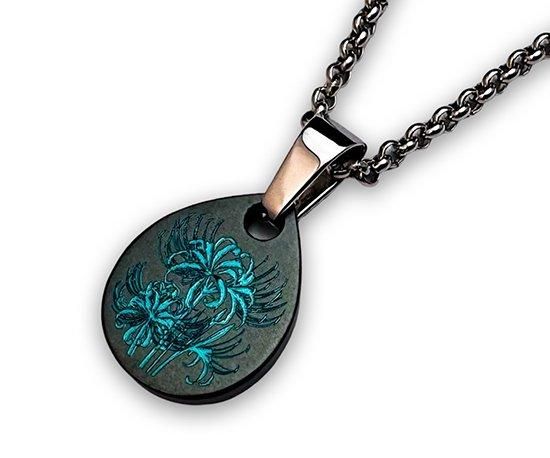 Hizm/SK accessory/雫に彼岸花ペンダントM 【碧色】マット