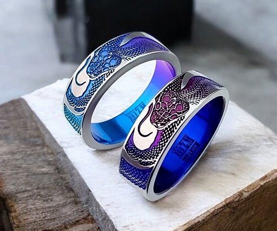 Hizm/渦巻く蛇リング6mm幅【宵闇色】/純チタン製/1~30号