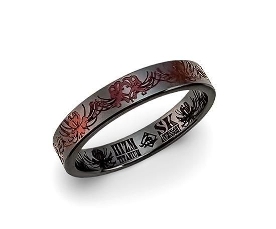 Hizm/SK accessory/黒彩輪舞彼岸花リング4mm幅【紺碧色】/ブラック