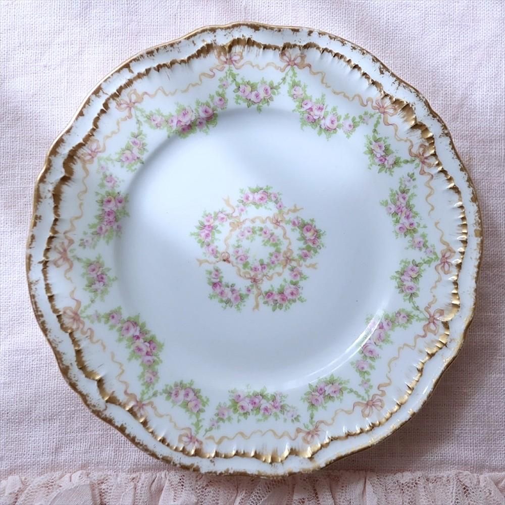Haviland Limoges Schleiger 842 Pink Roses Bows Ribbons