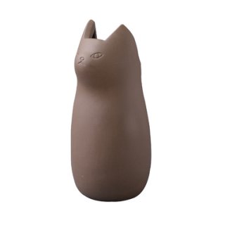 猫型傘立て　ブラウン　フラワーベース　ライトファニチャー　陶器