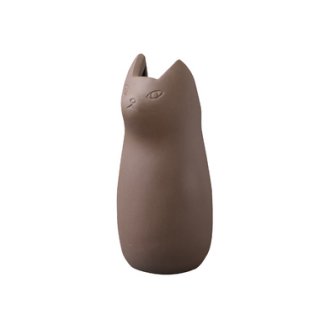猫型傘立て　ブラウン　ミニサイズ　フラワーベース　ライトファニチャー　陶器