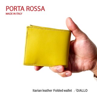 PORTAROSSA イエロー 2つ折り財布 ウォレット イタリア製 Itary yellow 本革 レザー leather スマホ決済 無地 プレゼント 誕生日 ギフト 父の日 クリスマス<img class='new_mark_img2' src='https://img.shop-pro.jp/img/new/icons23.gif' style='border:none;display:inline;margin:0px;padding:0px;width:auto;' />